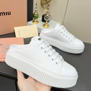 Reps Super Clone Miu Leather Shoes Red Sheepskin Old Style Spring Summer