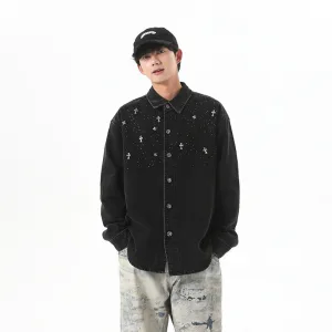 AAA Chrome Hearts Shirts Red Denim Spring Autumn