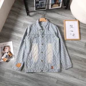 Reps Louis Vuitton Coat Red Twill Jacquard Denim Pattern Embroidery