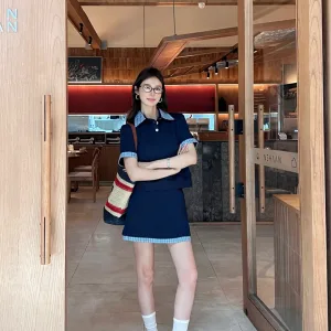 Luxury Miu Miu Plaid Short-Sleeved Shirt