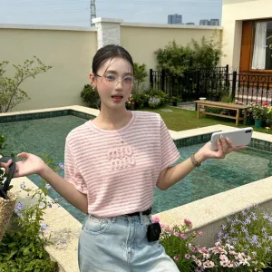 Aaa High Quality Miu Miu Cotton Short Sleeves For Summer