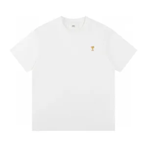 Super Clone Ami Short Sleeves Red Cotton Long-Staple Spring Patch
