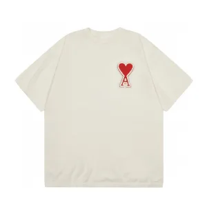 Reps High Quality Ami Short Sleeves Red Cotton Pure Summer Patch
