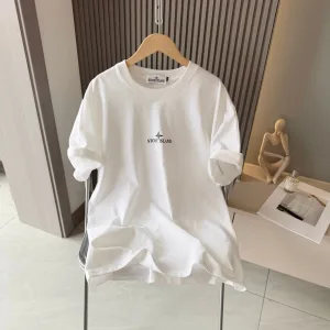 AAA Super Clone Stone Island Short-Sleeved T-Shirt Red Cotton Pure Summer