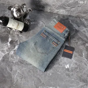 Luxury High Quality Zegna Jeans Red Denim Autumn Winter Slim Fit