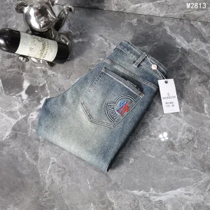 AAA Designer Monk Jeans Red Denim Autumn Winter Slim Fit