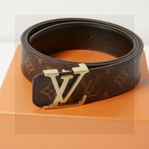 Designer Super Clone Louis Vuitton Belt Brown Genuine Leather Split