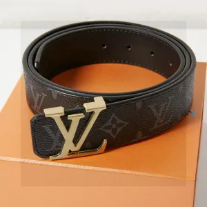 Luxury Louis Vuitton Belt Black Genuine Leather Split