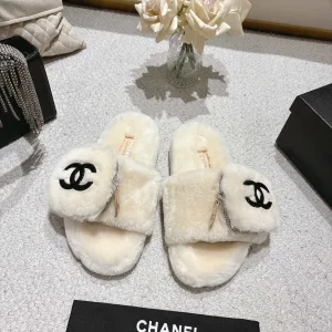 Luxury Chanel Slippers Red Wool