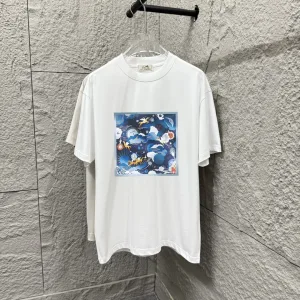 Super Clone Hermes Short-Sleeved T-Shirt Black Cotton Spring Summer