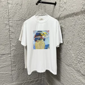 Reps Designer Hermes Short-Sleeved T-Shirt Black Cotton Spring Summer