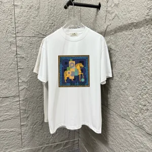 Luxury Hermes Short-Sleeved T-Shirt Black Cotton Spring Summer