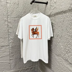 Luxury Hermes Short-Sleeved T-Shirt Black Cotton Spring Summer