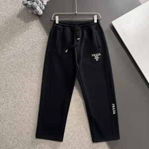 High Quality Prada Pants Black Autumn Embroidery