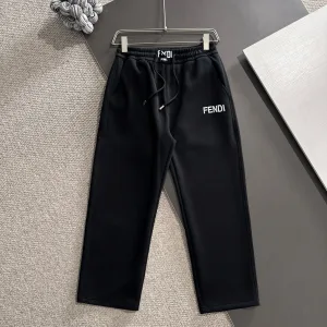 AAA Fendi Pants Black Autumn Embroidery