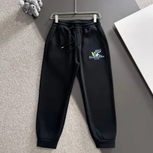 High Quality Dior Pants Black Autumn Embroidery