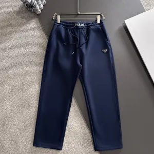 Luxury High Quality Prada Pants Blue Autumn Embroidery
