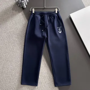 Designer Gucci Pants Blue Autumn Embroidery