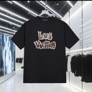 Super Clone AAA Louis Vuitton Short-Sleeved T-Shirt Ash Cotton