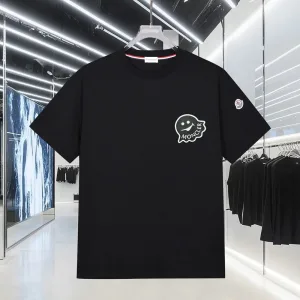 Super Clone AAA Moncler Short-Sleeved T-Shirt Ash Cotton