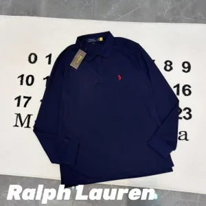 Luxury Ralph Lauren Long-Sleeved Red Cotton Piqu