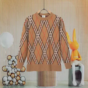 Reps High Quality Burberry Sweater Red Wool Cashmere Jacquard Sophistication