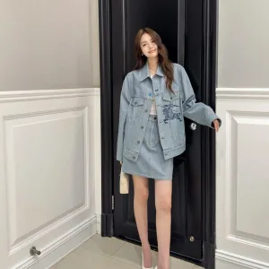 High Quality Burberry Outerwear Red Lace Denim Stretch Embroidery