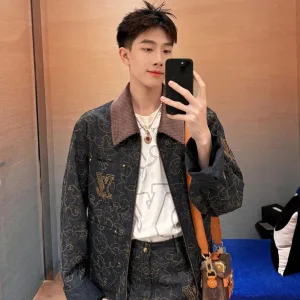 Reps High Quality Louis Vuitton Outerwear Red Denim Embroidery Patch