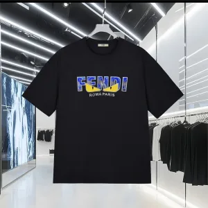 Super Clone Fendi Short-Sleeved T-Shirt Ash Embroidery