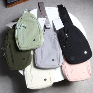 AAA Lululemon Backpack Green Nylon Water-Repellent Fabric Lace Clean Lines Simple Style Street