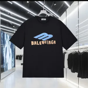 Super Clone Balenciaga Short-Sleeved T-Shirt Ash Color Blocking 3D Logo
