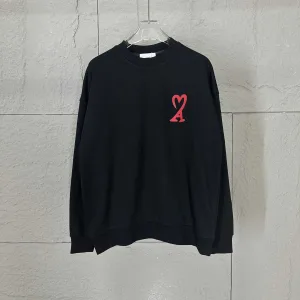 High Quality Ami Long-Sleeved T-Shirt Black Autumn Winter Early