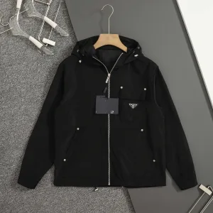 Super Clone Luxury Prada Outerwear Black Nylon Fabric Autumn Early