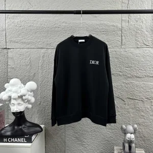Designer Dior Long-Sleeved Black Simple And Elegant Autumn Winter Early Embroidery