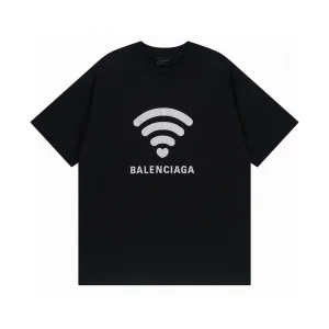 AAA Reps Balenciaga Short-Sleeved T-Shirt Ash Ribbed Fabric Embroidery