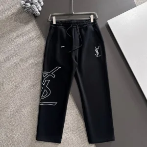 Designer High Quality Saint Laurent Pants Black Autumn Embroidery