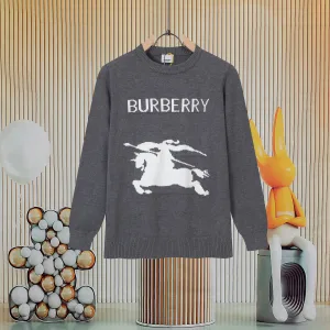 Luxury Burberry Sweater Red Wool Cashmere Blend Jacquard Pattern