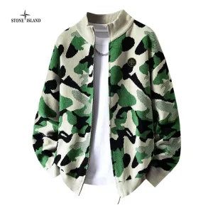 Reps Luxury Stone Island Sweater Green Knitted Fabric Relaxed Fit