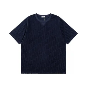 Luxury Dior Short-Sleeved T-Shirt Red Cotton Pure Jacquard Ribbed Fabric Neckline Stitching Embroidery