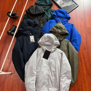 Designer Reps Toms Coat Green Cotton Nylon Fleece Lace Adjustable Drawstring Autumn Winter Late Early Patch