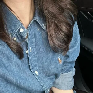 Designer High Quality Ralph Lauren Shirt Red Denim