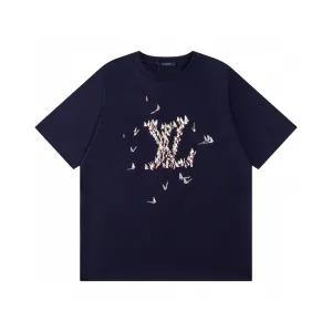 High Quality Designer Louis Vuitton Short-Sleeved Shirts Lime Cotton Pure Ribbed Fabric Neckline Stitching Embroidery