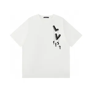 High Quality Super Clone Louis Vuitton Short-Sleeved T-Shirt Lime Cotton Pure Ribbed Fabric Neckline Stitching Embroidery