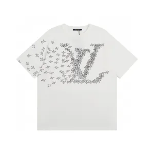 Super Clone High Quality Louis Vuitton Short-Sleeved T-Shirt Lime Cotton Pure Ribbed Fabric Neckline Stitching Embroidery