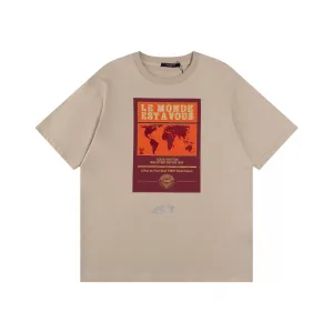 Super Clone Designer Louis Vuitton Short-Sleeved T-Shirt Lime Cotton Pure Ribbed Fabric Neckline Stitching Embroidery