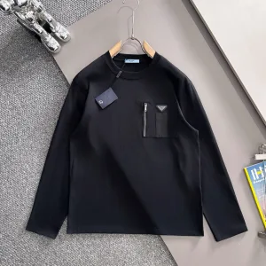 Luxury High Quality Prada Cotton Long-Sleeved T-Shirt For Fall