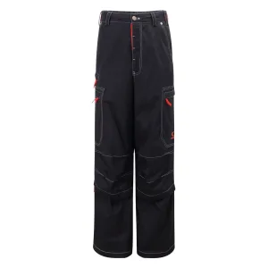 High Quality Luxury Balenciaga Cargo Pants Red Cotton Twill Embroidery 3D Pocket