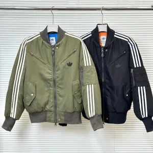 High Quality Super Clone Adidas Outerwear Red Cotton Silk Polyester Nylon Spring Autumn Zippered Pocket