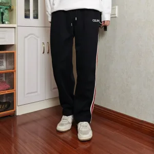 Luxury Celine Long Pants Black Double-Sided Fabric Winter Embroidery