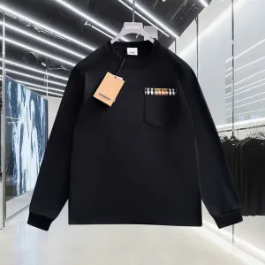 Super Clone High Quality Burberry Long-Sleeved T-Shirt Red Cotton Pure Patch